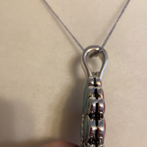 Reversible red and turquoise colored pendant - Picture 3 of 7